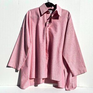 Women’s PLANET 100% Oxford Cotton Long Sleeve Button Up Shirt Pink OS